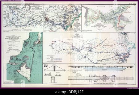 SEATTLE - OCT 11, 2025 - American Civil War maps illustrating strategic military operations, Confederate and Union troop movements, battlefields, and Stock Photo