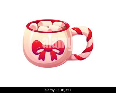 Merry Christmas cartoon hot cocoa cup decoration Stock Vector
