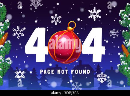 Christmas 404 page not found screen with Xmas ball Stock Vector