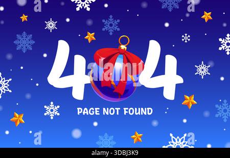 Merry Christmas 404 page not found error screen Stock Vector