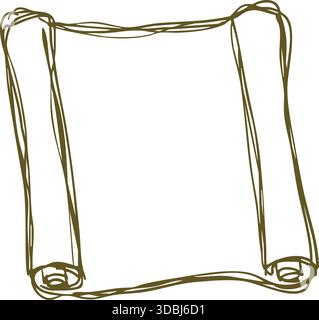 Old parchment sheet with rolled ends drawn as an empty scroll ready for text or a map. Stock Vector