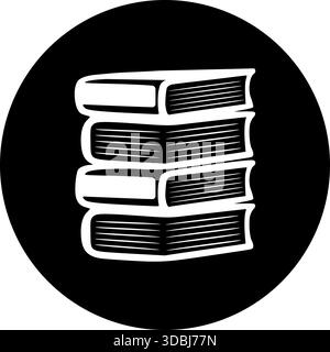 Stacked Books Circle Icon - Minimalist Education Symbol for Libraries, Learning, and Academic UI Design Stock Vector