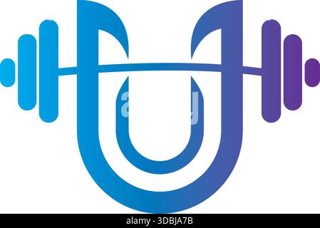 Gym Volume Dumbbell Logo Design U shape barbell fitness icon vector template Stock Vector