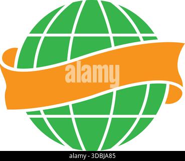 Globe Ribbon Logo Design Global business planet earth icon vector template Stock Vector