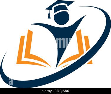 Graduation Book Person Logo Design for Education Institute Vector Template Stock Vector