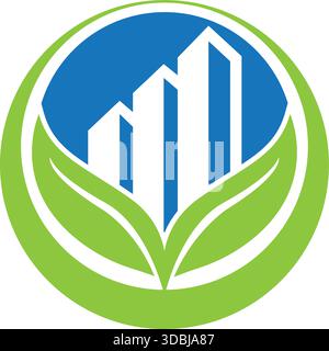Green City Building Logo Design Eco real estate urban icon vector template Stock Vector