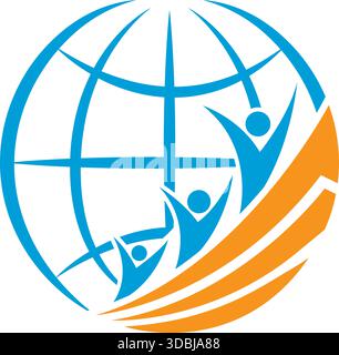Global People Growth Logo Design International Success Business Development Icon Vector Template Stock Vector