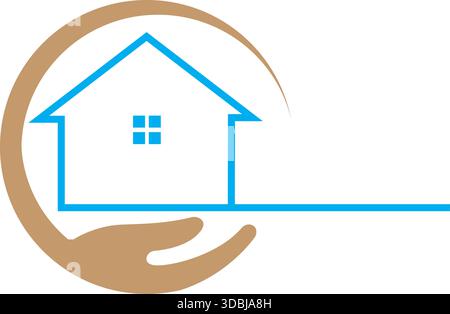 Hand and House Logo Design Template for Real Estate Modern Vector Brand Stock Vector