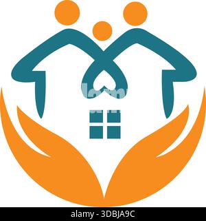 Modern Family Home Care Logo Design Hand Community Love Support Housing Icon Vector Template Stock Vector