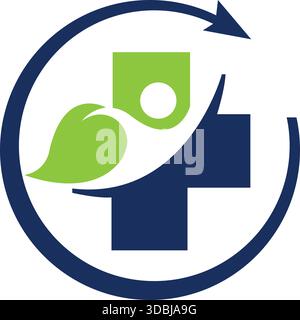 Medical Nature Cross Logo Design Template for Organic Healthcare Vector Icon Stock Vector