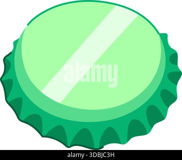 Green bottle cap for closing refreshing beverage drinks Stock Vector