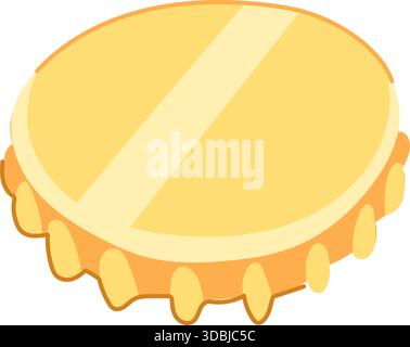 Yellow beer bottle cap illustration on white background Stock Vector
