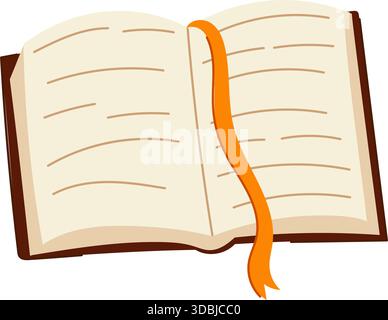 Open book with orange bookmark illustration Stock Vector