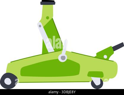 Green car jack lifting tool automotive maintenance equipment Stock Vector