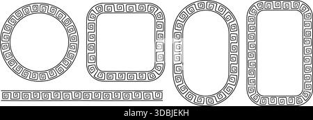 Greek key oval frame set. Circle borders with meander ornaments ...