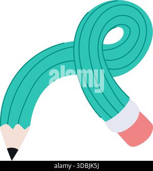 Curved pencil bending into abstract creative shape Stock Vector