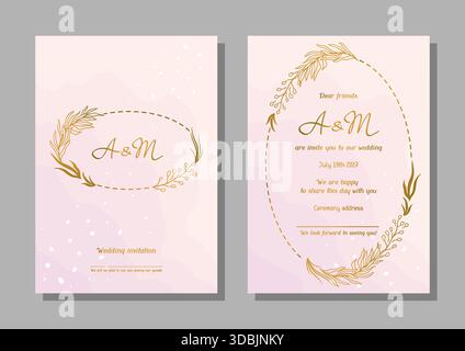 Wedding invitation card. Marriage background with pretty stylized floral twigs. Stock Vector
