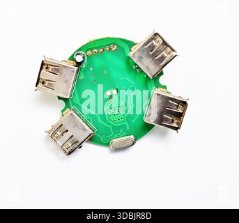 usb hub circuit board connecting peripheral devices theme , Stock Photo