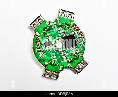 usb hub circuit board connecting peripheral devices theme , Stock Photo