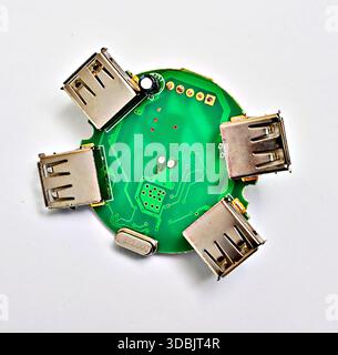 usb hub circuit board connecting peripheral devices theme , Stock Photo