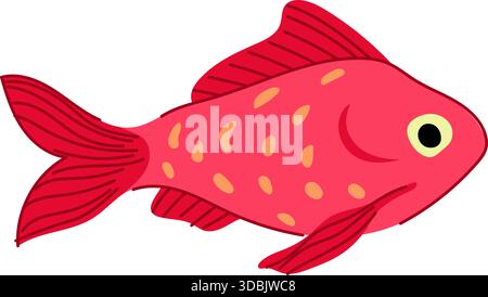 Goldfish swimming, cute cartoon fish illustration Stock Vector
