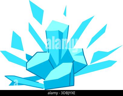 Ice blast explosion with exploding blue crystals Stock Vector