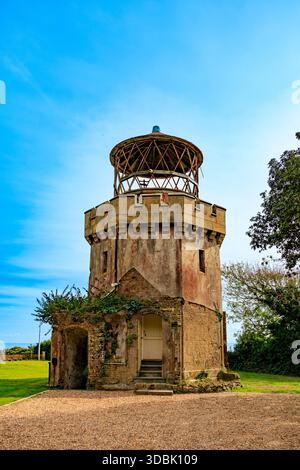 The former lower lighthouse at South Foreland on the white cliffs near Dover was decommissioned in 1904, Kent, England, UK Stock Photo