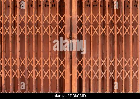Orange folding steel doors old style Stock Photo
