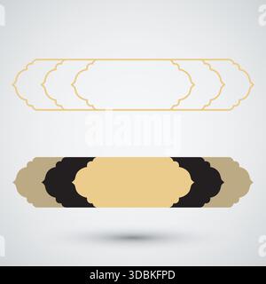 Flat Thai style frame line thai decorative luxury golden vintage ornament frame arch islamic Stock Vector