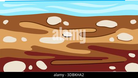 Underground soil layers displaying earth structure with water Stock Vector