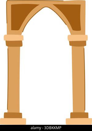 Ancient architectural archway with columns illustration Stock Vector