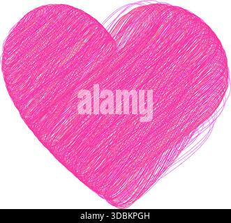 Hand drawn Heart shape in trendy Pink February 14 St Valentine Minimalistic Flat Design element idea. Isolated Vector illustration Love Thematic or St Valentine Day Greeting Cards Sticker Icon Leaflet Stock Vector