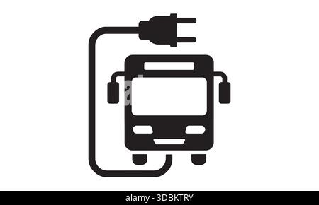 Electric Bus Icon Plug Silhouette Stock Vector
