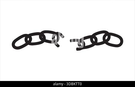 Broken Chain Link Icon Silhouette Stock Vector