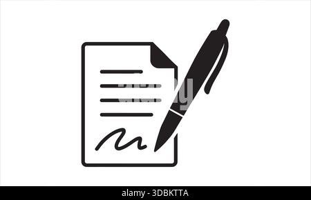 Document Signature Pen Icon Silhouette Stock Vector