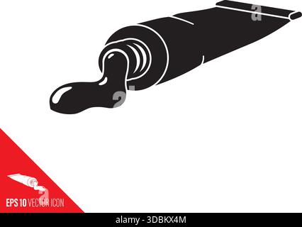 Paint flowing from a tube vector glyph icon Stock Vector