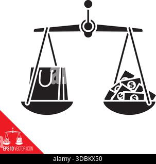 Scales with shopping bag and money vector illustration for World ...