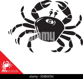 Crab running in fear cartoon vector symbol for Crab Meat Day on March 9 Stock Vector