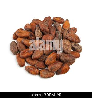 Raw cocoa beans isolated on white background Stock Photo