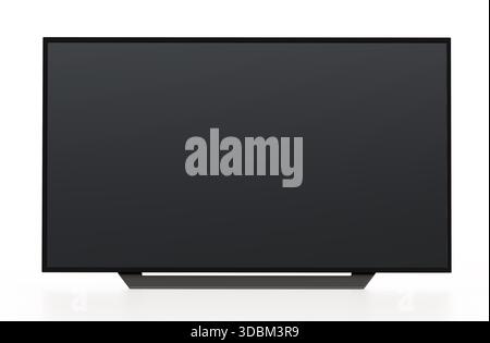 LED TV with blank screen isolated on white background. 3D illustration. Stock Photo