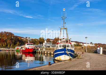 Fishing boats in the harbor of the town of Sassnitz on the island of Rügen. Stock Photo