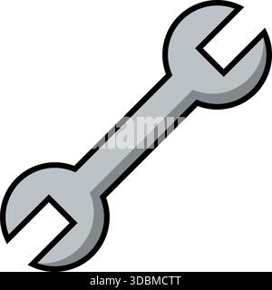 Wrench tool colorful isolated icon in outline style. Vector illustration Stock Vector