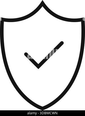 Shield checkmark line style isolated icon on white background. Vector illustration Stock Vector