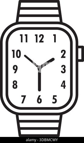 Wrist watch flat icon in outline style, vector illustration Stock Vector