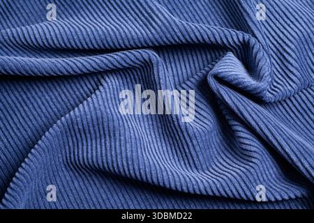 Blue ribbed corduroy texture background Stock Photo