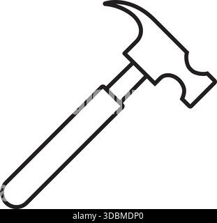 Hammer line style repair maintenance icon, vector illustration Stock Vector