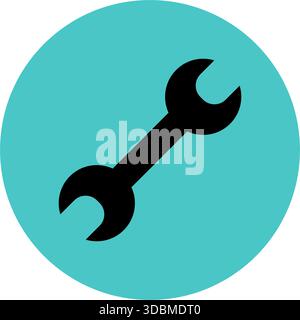 Wrench tool round icon for settings and maintenance on white background, vector illustration Stock Vector