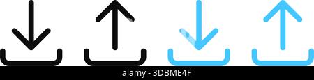 Minimalist Download and Upload Icons for Web and App Interfaces. Vector Illustration Stock Vector