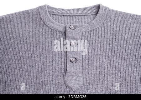 Grey sweater with buttons close-up Stock Photo