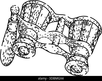 Opera glasses sketch line art illustration for performance viewing Stock Vector